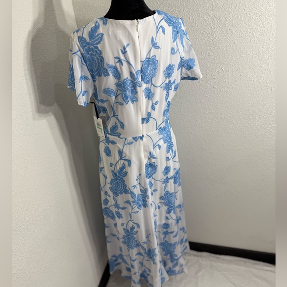 Kensie Blue and White High Low Sundress with Flutter Sleeves - Picture 8 of 11